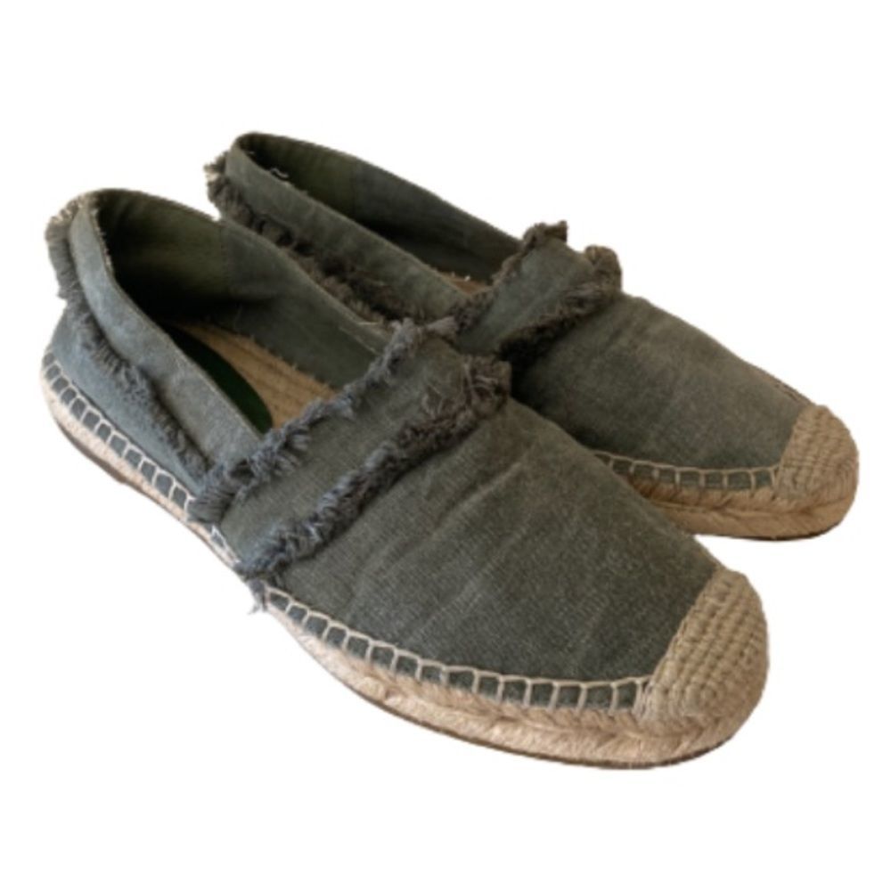 Joie Olive Green Fringe Espadrille Slip On Flats Size 38 US Size 7.5
